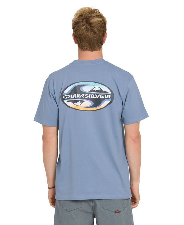 クイックしろがね色 メンズ トップス ティーシャツ 労働者の一団のど首 Quiksilver Men\u0027s Original Yin Yang Crewneck T-Shirt Blue 青碧