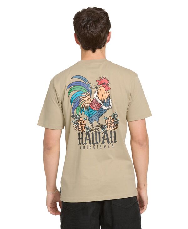 クイックしろがね色 メンズ トップス ティーシャツ 刷り上げる 半袖 グラフィック Quiksilver Men\u0027s Graphic Print Short-Sleeve T-Shirt Beige ベージュ