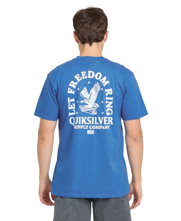 クイックしろがね色 メンズ トップス プルオーバー 半袖 Quiksilver Men\u0027s Freedom Ring Short-Sleeve T-Shirt Blue 青色