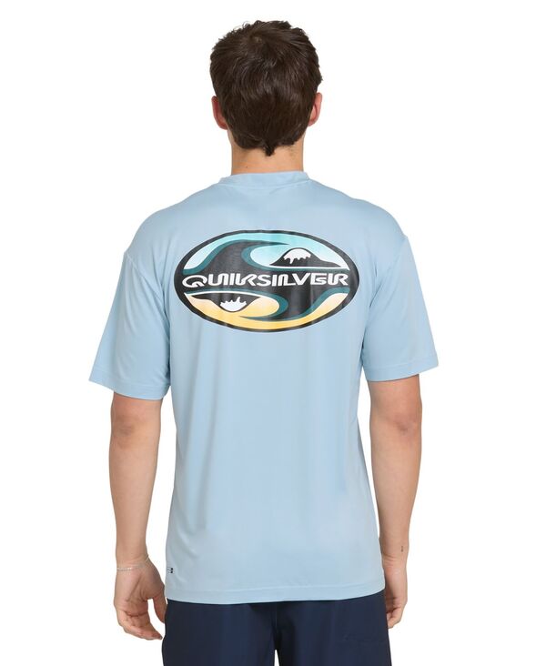 クイックしろがね色 メンズ トップス ティーシャツ 刷り上げる 半袖 グラフィック Quiksilver Men\u0027s Graphic Printed Short-Sleeve Swim T-Shirt Blue 青碧