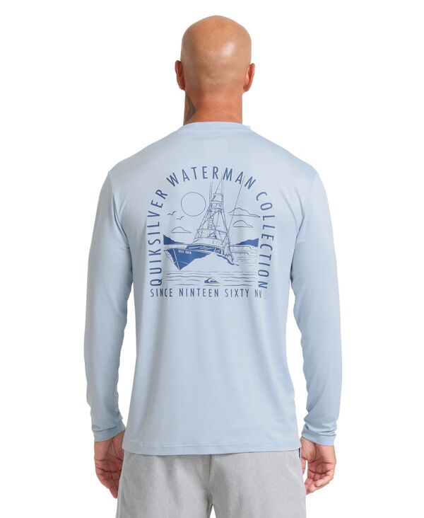 クイックしろがね色 お水 マン メンズ トップス ティーシャツ 長袖 Quiksilver Waterman Quiksilver Men\u0027s Long-Sleeve Cool Breeze T-Shirt Skyway
