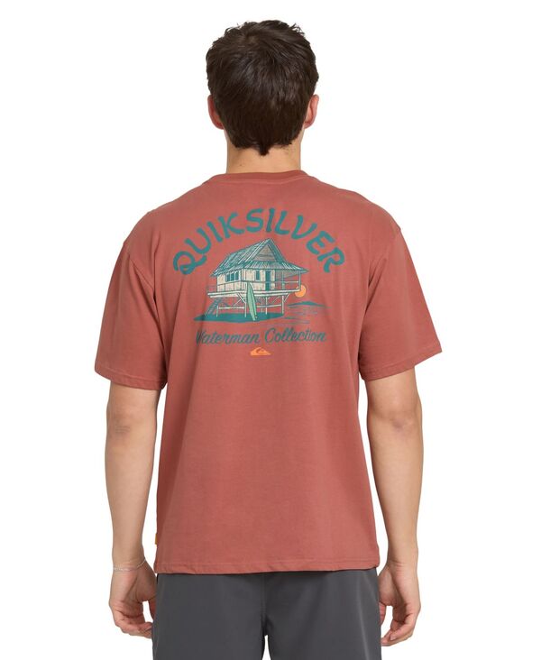 クイックしろがね色 お水 マン メンズ トップス プルオーバー 半袖 Quiksilver Waterman Quiksilver Men\u0027s Tiki Hut Short-Sleeve T-Shirt Marsala