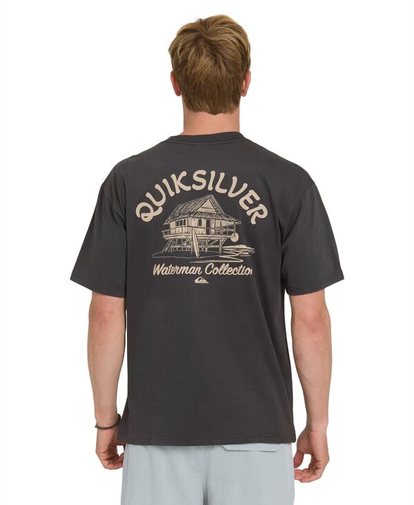 クイックしろがね色 お水 マン メンズ トップス プルオーバー 半袖 Quiksilver Waterman Quiksilver Men\u0027s Tiki Hut Short-Sleeve T-Shirt Phantom