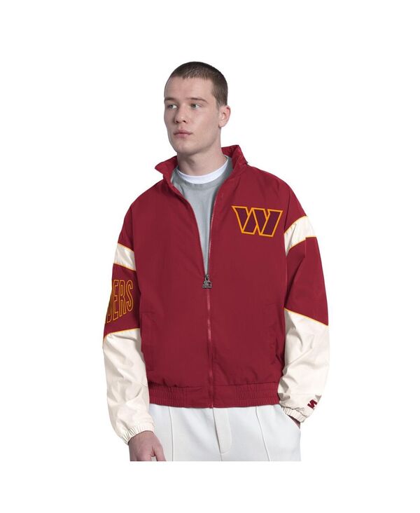 クランク メンズ アウター 上衣・上衣 フーデッドジャケット Starter Men\u0027s Burgundy Washington Commanders The Gust Full-Zip Hooded Jacket Burgundy White 白いこと