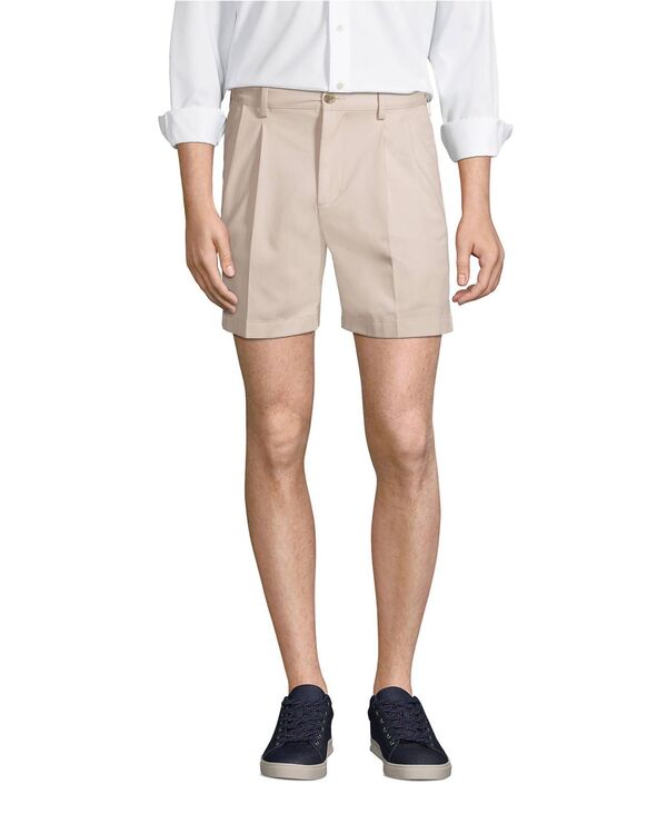 ランズエンド メンズ ボトムス ハーフパンツ・ショーツ プリーツ Lands' End Men's No Iron 6" Comfort Waist Pleated Front Chino Short Light stone ストーン｜ReVida 店