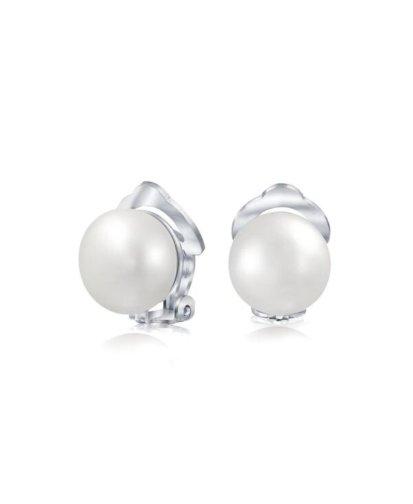 ブリング レディース アクセサリー ピアス・イヤリング Bling Jewelry Button Style Freshwater Cultured Pearl Clip On Ball Stud Earringsterling Silver Non Pierced Ears More Colors White ホワイト|ReVida 店