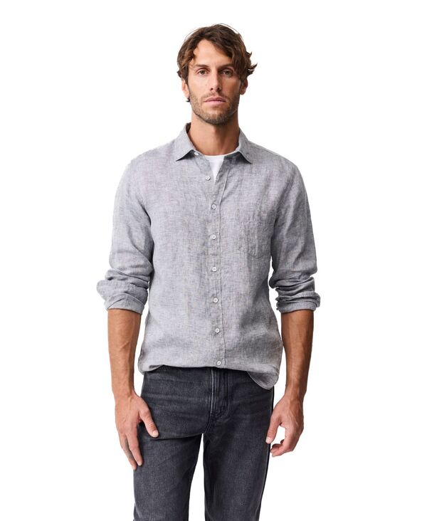 ロッドアンドグン メンズ トップス シャツ リネン Rodd & Gunn Men's Coromandel Sport Fit Linen Shirt Smoke スモーク｜ReVida 店