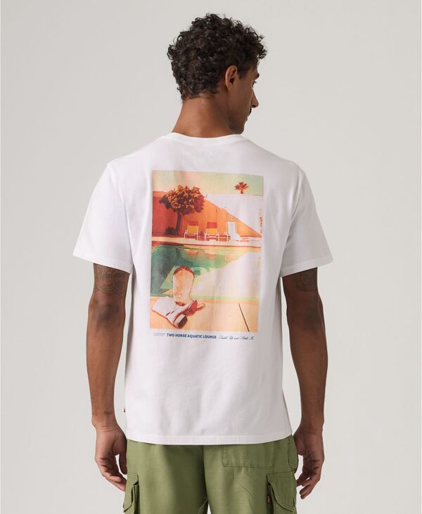リーヴァイズジーンズ メンズ トップス ティーシャツ ロゴタイプ グラフィック Levi\u0027s Men\u0027s Relaxed-Fit Logo Graphic T-Shirtwo Horse Aquatic Lounge White Plus 白いこと