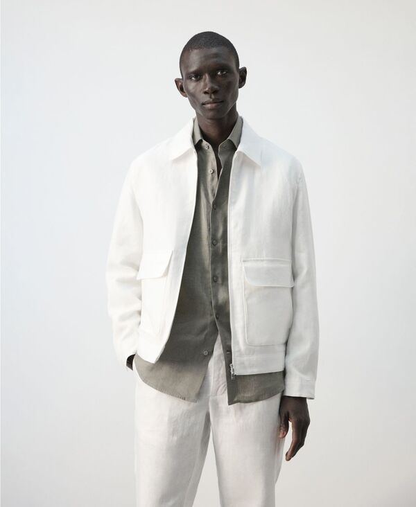 マンゴ メンズ アウター 上衣・上衣 MANGO Men\u0027s Pockets Jacket White 白いこと