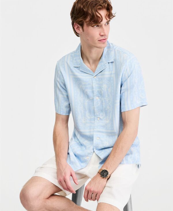 クラブルーム メンズ トップス シャツ プリント シルク Club Roomen's Printed Silk-Blend Short Sleeve Shirt Botanical Scarf Print - Spaciouskies|ReVida 店