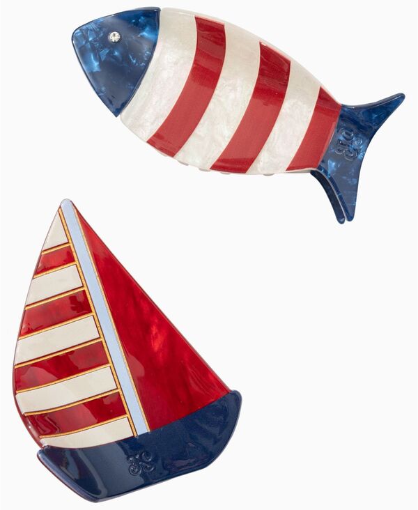 フレイザーステーリング レディース 添え物 かぶり笠 Frasier Sterling Fish and Sailboat Hair Claw Clip 2-Piece Set Multi マルチ色合い