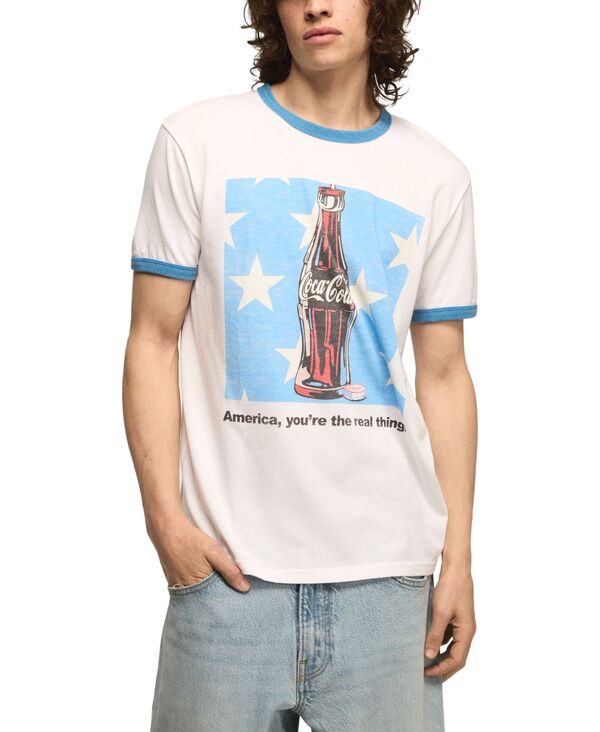ラッキーブランド メンズ トップス ティーシャツ 対照 Lucky Brand Men\u0027s Contrastrim Coca Cola T-Shirt Bright White 白いこと