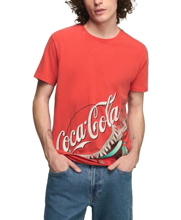 ラッキーブランド メンズ トップス ティーシャツ 労働者の一団のど首 Lucky Brand Men\u0027s Retro-Inspired Coca Cola Crewneck T-Shirt Fiery Red 赤いこと