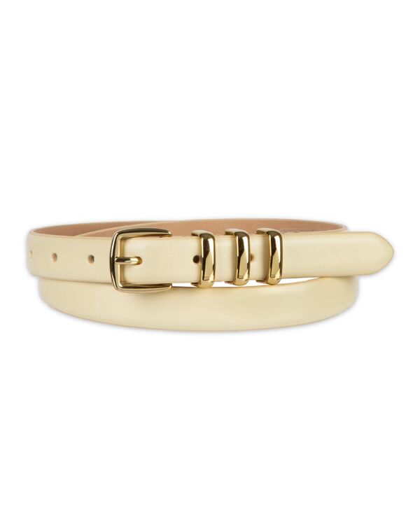 電話を掛けるハーン レディース 添え物 三尺帯 Cole Haan Women\u0027skinny Triple Metal Keeper Dress Belt Yellow/Beige 黄色