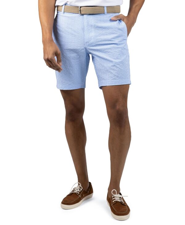 仕立て屋鳥類 メンズ ボトムス 二分の一ズボン下・さる股引き Tailorbyrd Men\u0027seersucker Stripe Short Lt blue 青碧
