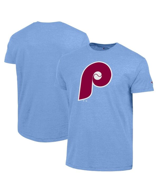 はやりっ子 メンズ トップス ティーシャツ ロゴタイプ Champion Men\u0027s Light Blue Philadelphia Phillies Cooperstown Logo Tri-Blend T-Shirt Light Blue 青碧
