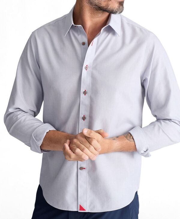 アンタックイット メンズ トップス プルオーバー レギュラー填まる UNTUCKit Men\u0027s Regular Fit Long Sleeve Wrinkle Free Rubican Shirt Grey 薄墨色