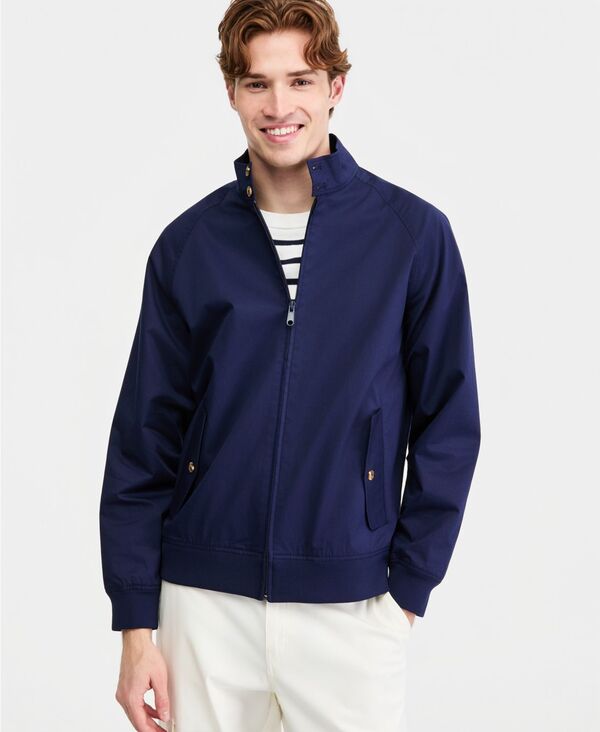 野球クラブ御部屋 メンズ アウター 上衣・上衣 綿織物 Club Roomen\u0027s Cotton-Blend Harrington Mock-Neck Jacket Navy Blue 米国海軍
