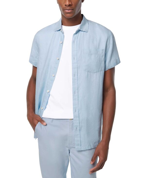 スコッチアンドソーダ メンズ トップス プルオーバー 半袖 リネン SCOTCH \u0026 SODA Men\u0027short-Sleeve Linen Shirting Blue 青色
