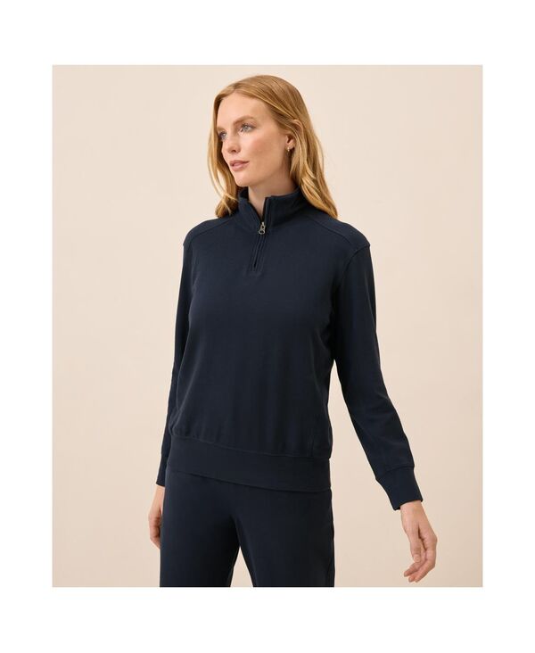 パクト メンズ アウター パーカー・スウェット ハーフジップ 綿織物 Pact Men\u0027s Organicotton Roam Travel Quarter Zip Midnight blue 青碧