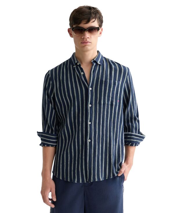 スコッチアンドソーダ メンズ トップス プルオーバー 綿織物 長袖 SCOTCH \u0026 SODA Men\u0027s Windsurfer Striped Cotton Long-Sleeve Shirt Garden Green Stripe 緑であること
