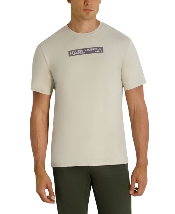長い巻き毛 ラガーフェルド メンズ トップス ティーシャツ KARLAGERFELD PARIS Men\u0027s Regular-Fit Round Neck T-Shirt Natural