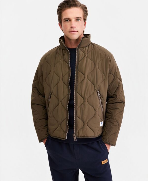 ヒューゴボス メンズ アウター 上衣・上衣 キルティング 長袖 Hugo Boss Men\u0027s Quilted Long-Sleeve Jacket Dark Brown 赤銅色