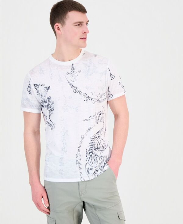 ゲス メンズ トップス ティーシャツ GUESS Men\u0027southeast Burnout-Shirt PURE WHITE 白いこと