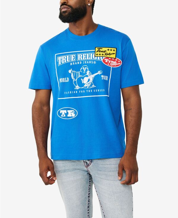 トゥルーレリジョン メンズ トップス ティーシャツ 半袖 ロゴタイプ True Religion Men\u0027short-Sleeve Patch Logo T-Shirt Lapis Blue 青碧