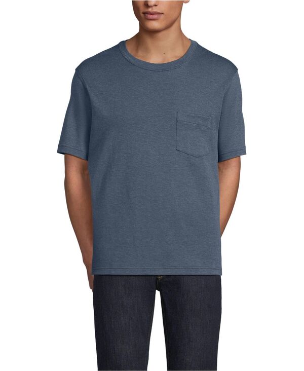 ランズ挙げ句の果て メンズ トップス プルオーバー トール 綿織物 Lands\u0027 End Big \u0026 Tall Short Sleeve Cotton Supima Tee With Pocket Dusk indigo heather ギョリュウモドキ
