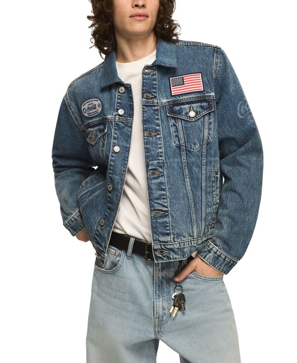 ラッキーブランド メンズ アウター 上衣・上衣 ジーンズ Lucky Brand Men\u0027s Coca Cola Patch Denim Trucker Jacket Feel The Pop ジーンズ