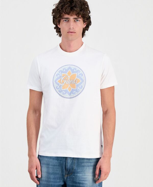 ゲス メンズ トップス ティーシャツ グラフィック GUESS Men\u0027s Mosaic Tile Graphic T-Shirt SALT WHITE 白いこと