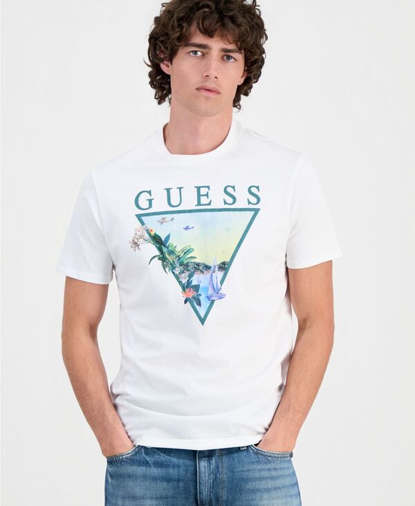 ゲス メンズ トップス ティーシャツ グラフィック GUESS Men\u0027sunsetriangle Graphic T-Shirt SALT WHITE 白いこと