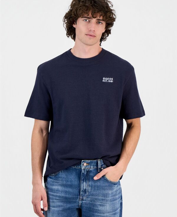 ゲス メンズ トップス ティーシャツ 綿織物 グラフィック GUESS Men\u0027seaside Paint Cotton Graphic T-Shirt SMART BLUE 青碧