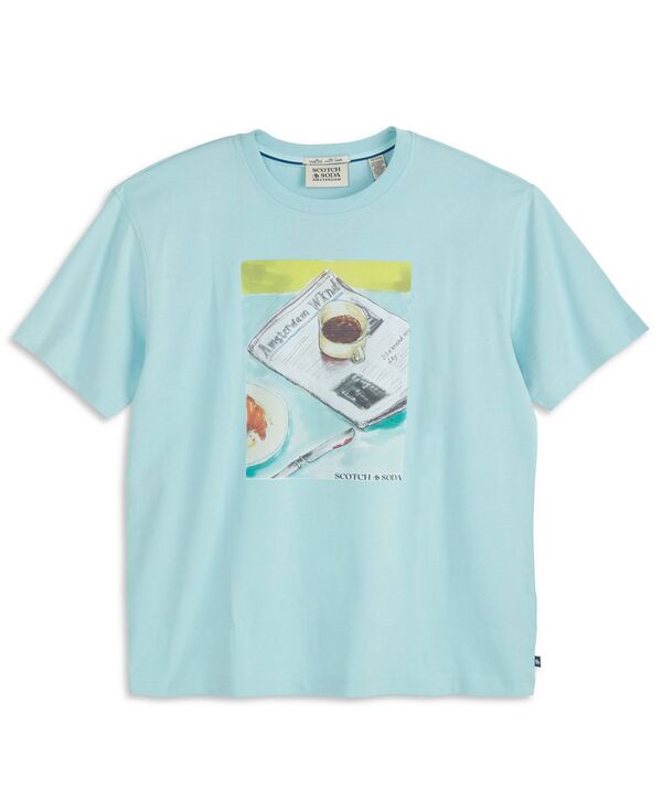 スコッチアンドソーダ メンズ トップス ティーシャツ グラフィック SCOTCH \u0026 SODA Men\u0027s Regular-Fit Graphic T-Shirt Canal Blue 青碧