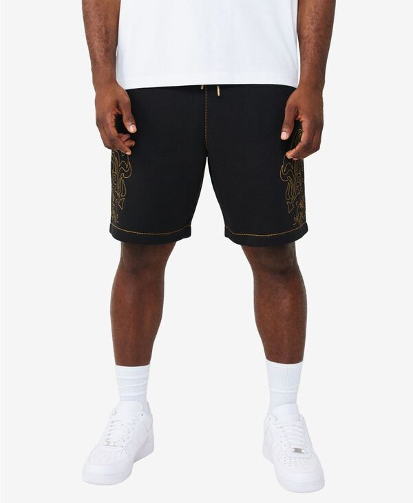 トゥルーレリジョン メンズ ボトムス 二分の一ズボン下・さる股引き 遊撃手ズボン下 True Religion Men\u0027s Rodeo Big T Sweat Shorts Jet Black 黒いこと