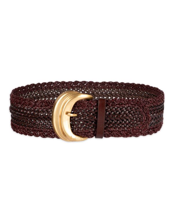 サムエデルマン レディース 佩び物 胴締め なめし革 Sam Edelman Women\u0027s Wide Width Leather and Raffia Braided Waist Belt Brown 赤銅色