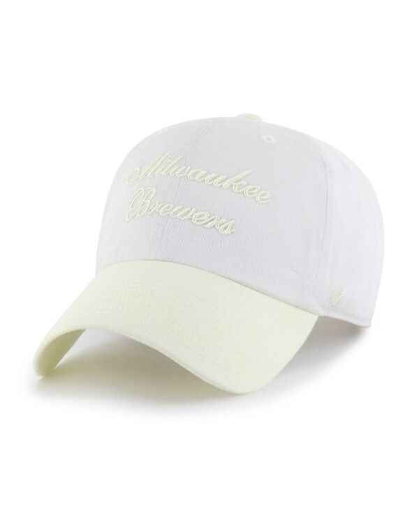 47 ブランド名 レディース 添え物 かぶり笠 \u002747 Brand Women\u0027s White/Yellow Milwaukee Brewers Gelato Two-Tone Clean Up Adjustable Hat White Yellow 白いこと