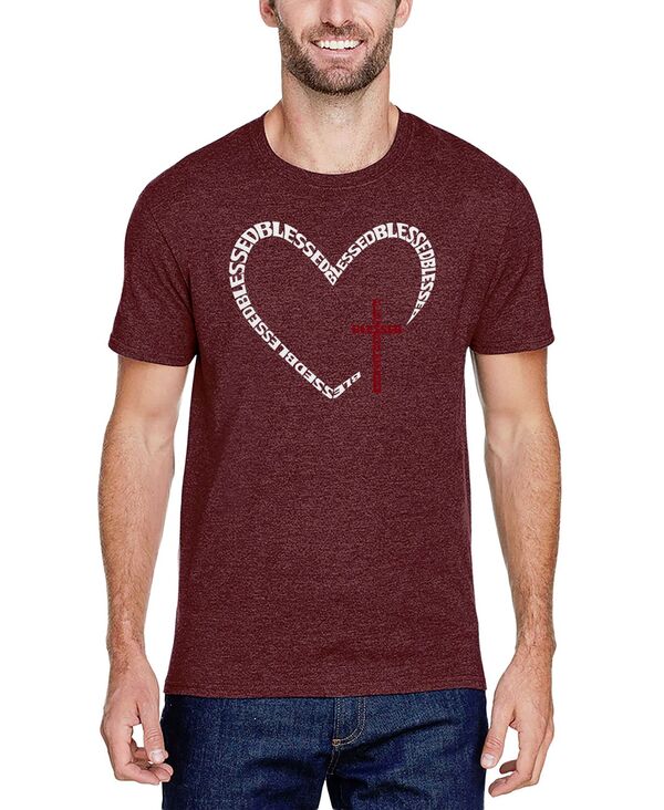 エルエーポップアート メンズ トップス ティーシャツ 綿織物 天使の都市 Pop Art Men\u0027s Blessed Heart Cross Word Art Cotton/Poly Blend T-Shirt Burgundy バーガンディ
