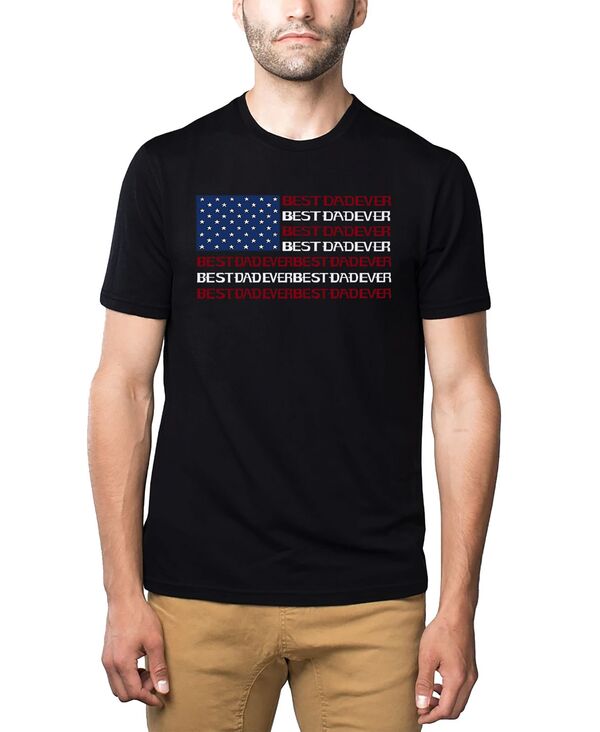 エルエーポップアート メンズ トップス ティーシャツ 綿織物 天使の都市 Pop Art Men\u0027s Best Dad Ever American Flag Word Art Cotton/Poly Blend T-Shirt Black 黒いこと