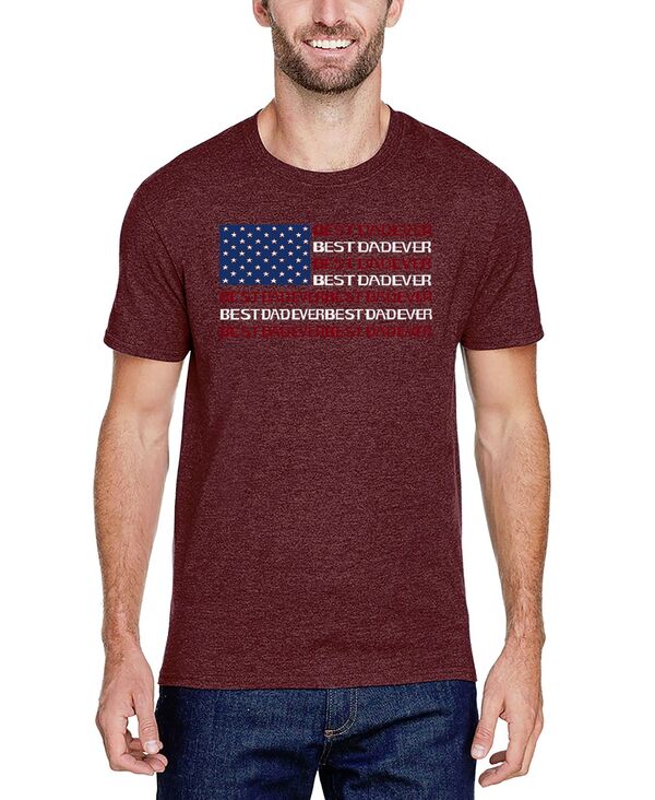 エルエーポップアート メンズ トップス ティーシャツ 綿織物 天使の都市 Pop Art Men\u0027s Best Dad Ever American Flag Word Art Cotton/Poly Blend T-Shirt Burgundy バーガンディ