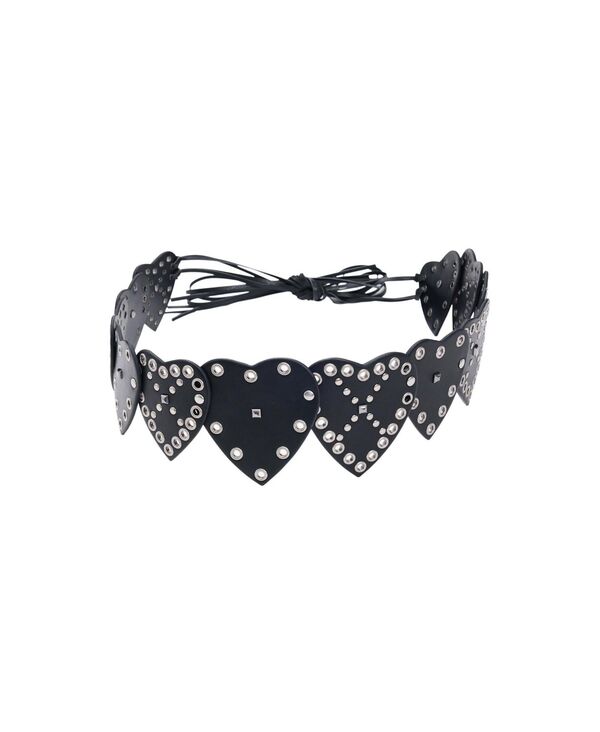 デジグアル レディース 佩び物 胴締め Desigual Women\u0027studded belt hearts Black 黒いこと