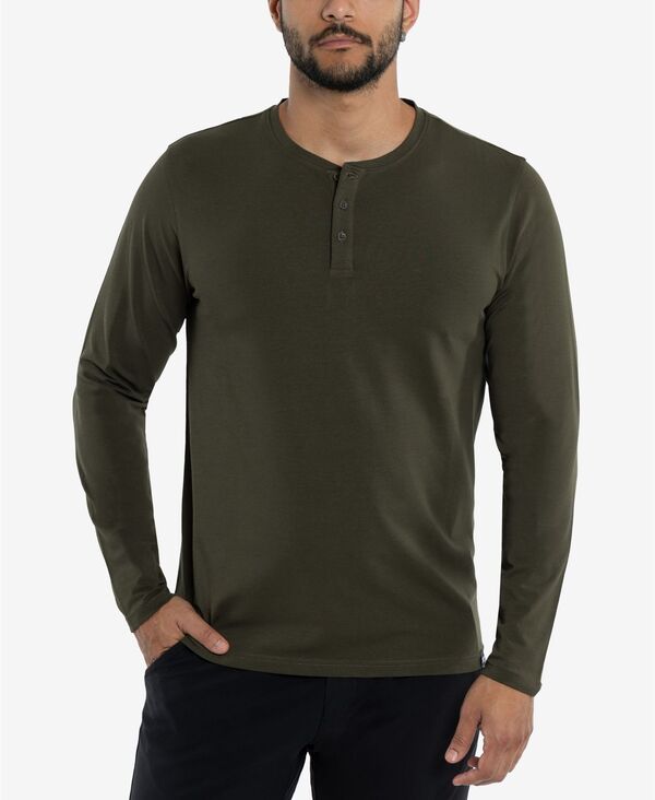 エックス花の冠 メンズ トップス ティーシャツ XRAY X RAY Men\u0027s Long Sleeve Henley T-Shirt Army green 緑であること