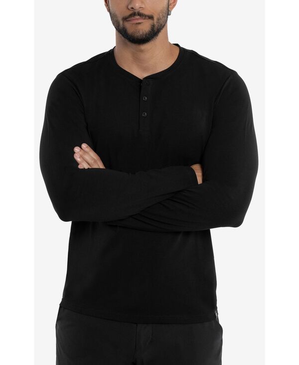 エックス花の冠 メンズ トップス ティーシャツ XRAY X RAY Men\u0027s Long Sleeve Henley T-Shirt Black 黒いこと