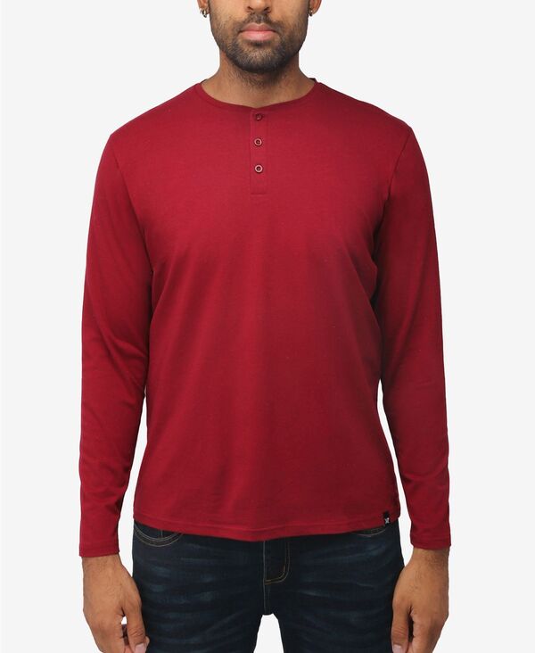 エックス花の冠 メンズ トップス ティーシャツ XRAY X RAY Men\u0027s Long Sleeve Henley T-Shirt Burgundy バーガンディ