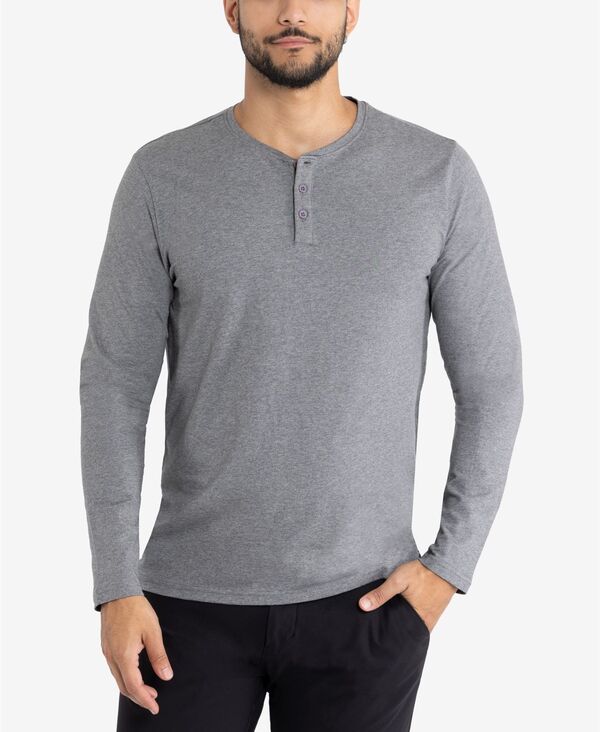 エックス花の冠 メンズ トップス ティーシャツ XRAY X RAY Men\u0027s Long Sleeve Henley T-Shirt Charcoal heather 濃灰色