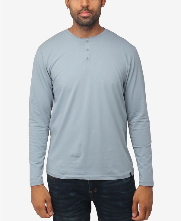 エックス花の冠 メンズ トップス ティーシャツ XRAY X RAY Men\u0027s Long Sleeve Henley T-Shirt Slate blue スレート