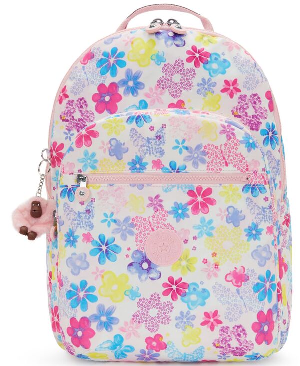 ラドヤード・キプリング レディース 御徒面子 うしろ側風呂敷き包み・背嚢 Kipling Seoul Medium Zipper Backpack Flower Stamp