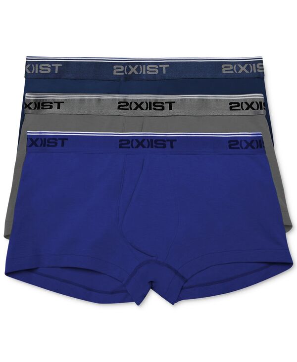 ツーイグジスト メンズ アンダー御召しもの ボクサーズボン下 綿織物 2(x)ist Men\u0027s Cotton Stretch 3 Pack No-Show Trunk Eclipse/Lead/Dazzling Blue 青碧