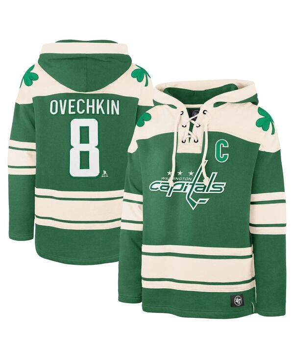 47 ブランド名 メンズ アウター パーカー・スウェット 旗がしら スピード競技 \u002747 Brand Men\u0027s Alexander Ovechkin Kelly Green Washington Capitalst. Patrick\u0027s Day Player Name Number Lacer Pullover Hoodie Kelly Green 緑であること